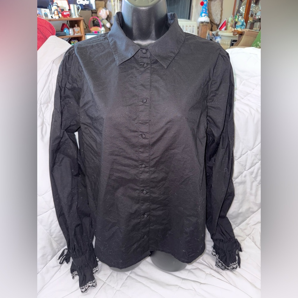 Y.A.S. Black Button-Up Blouse